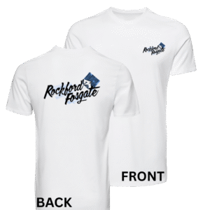 Rockford Fosgate Clothing- Scratch T-shirt – White – Blue and White writing